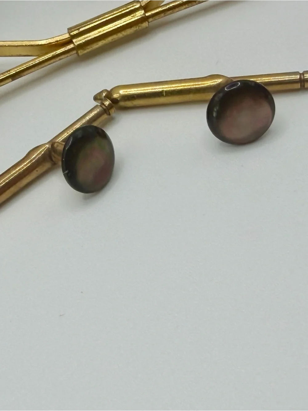 Vintage Mens Cufflinks & Tie Clip Lot Mother of Pearl Tuxedo Studs, Wallachs Box
